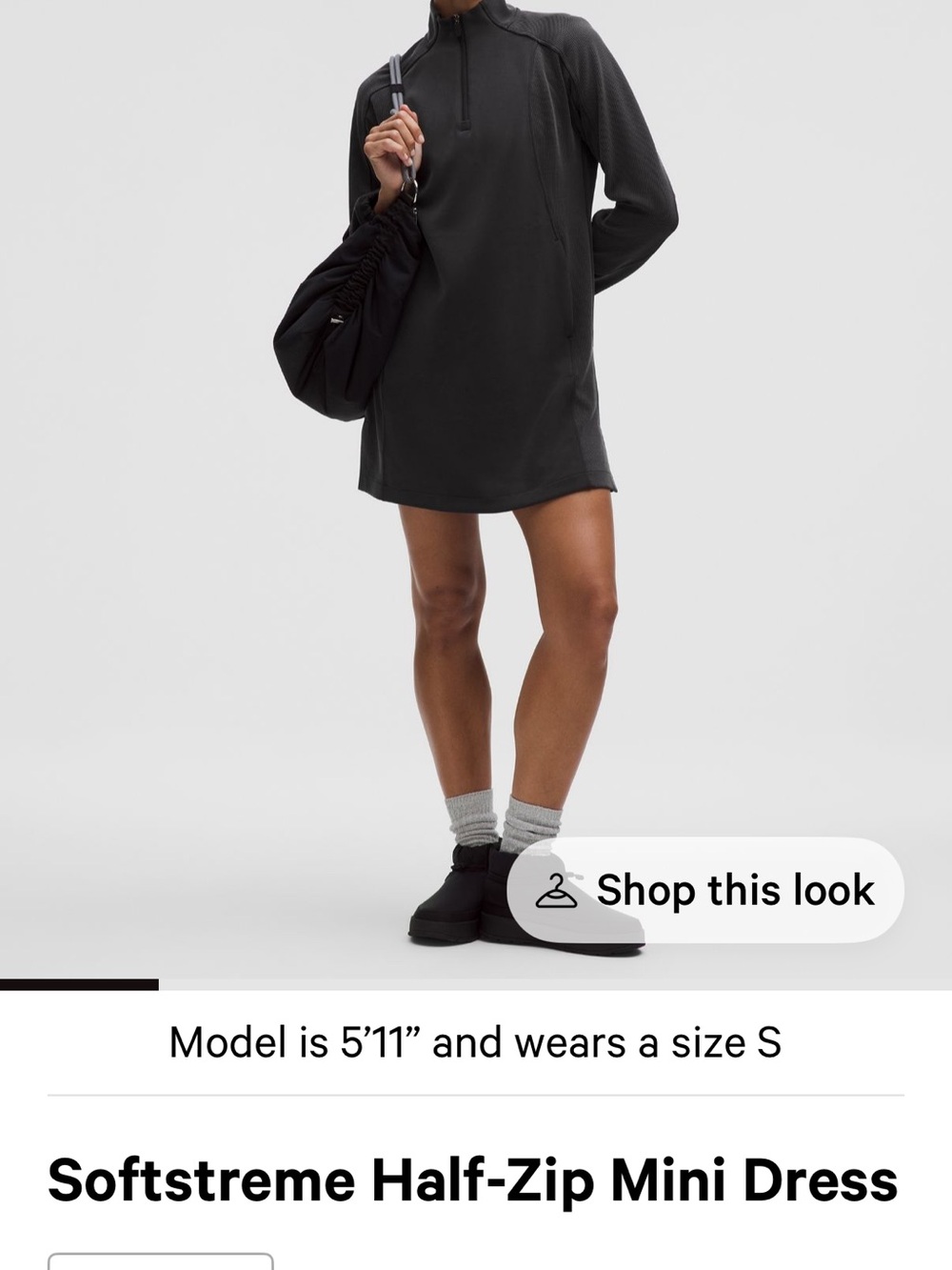 Lulu Softstreme Olive half-zip mini dress